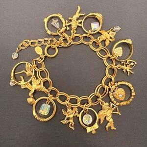 Vintage Kirks Folly Secret of the Seven Angels Rings Bracelet w/ Box AB Crystals